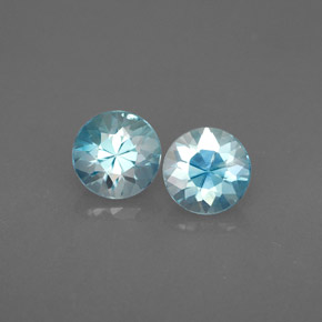 Gemas de circón azul natural de  ct, corte redondo, VVS-VS