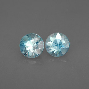 Gemas de circón azul natural de  ct, corte redondo, VVS-VS