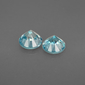 Gemas de circón azul natural de  ct, corte redondo, VVS-VS