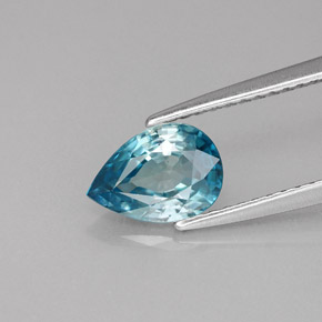 Circón azul natural de 1,45 ct, en forma de pera, VVS