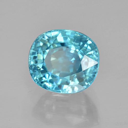 Circón Azul verdoso claro natural de 3.87 ct, Corte Óvalo, VVS-VS