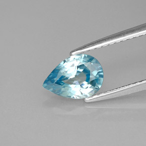 Circón azul natural de 1,39 ct, en forma de pera, VS