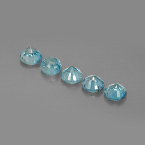 Gemas de circón azul natural de  ct, corte redondo, VS