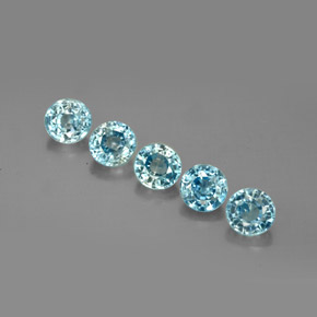 Gemas de circón azul natural de  ct, corte redondo, VS