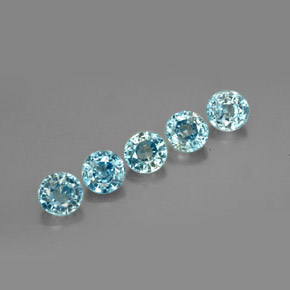 Gemas de circón azul natural de  ct, corte redondo, VS