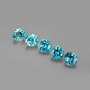 Gemas de circón azul natural de  ct, corte redondo, VS