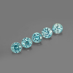 Gemas de circón azul natural de  ct, corte redondo, VS