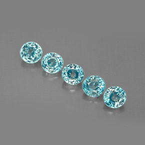 Gemas de circón azul natural de  ct, corte redondo, VS