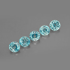Gemas de circón azul natural de  ct, corte redondo, VS