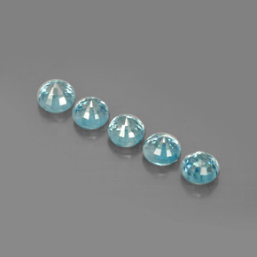 Gemas de circón azul natural de  ct, corte redondo, VS