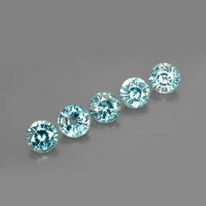 Gemas de circón azul natural de  ct, corte redondo, VS