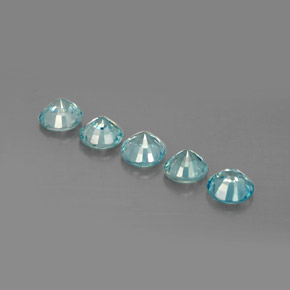 Gemas de circón azul natural de  ct, corte redondo, VS
