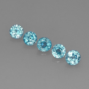 Gemas de circón azul natural de  ct, corte redondo, VS