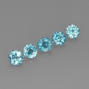Gemas de circón azul natural de  ct, corte redondo, VS