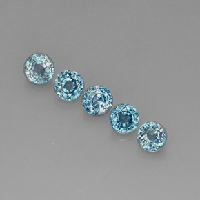 Gemas de circón azul natural de  ct, corte redondo, VS