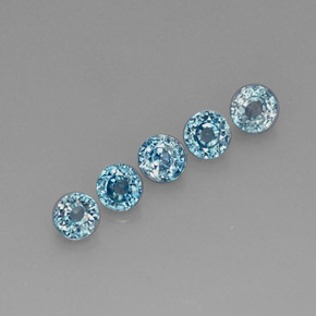 Gemas de circón azul natural de  ct, corte redondo, VS