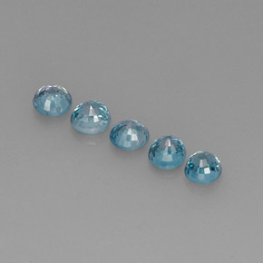 Gemas de circón azul natural de  ct, corte redondo, VS