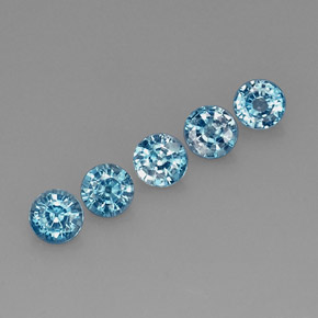 Gemas de circón azul natural de  ct, corte redondo, VS