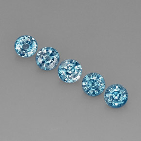 Gemas de circón azul natural de  ct, corte redondo, VS