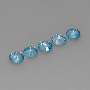 Gemas de circón azul natural de  ct, corte redondo, VS