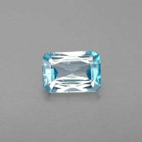 Circón azul natural de 1,38 ct, corte esmeralda, VS