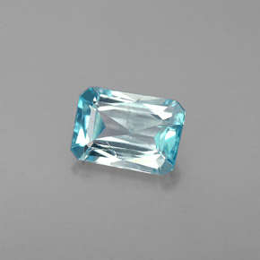 Circón azul natural de 1,38 ct, corte esmeralda, VS
