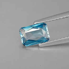 Circón azul natural de 1,04 ct, corte esmeralda, VVS-VS
