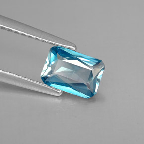 Circón azul natural de 1,04 ct, corte esmeralda, VVS-VS