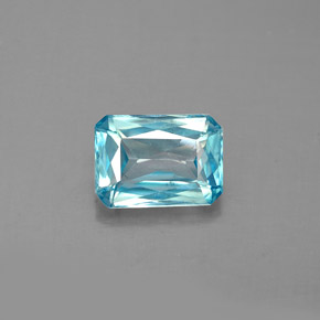 Circón azul natural de 1,45 ct, corte esmeralda, VS