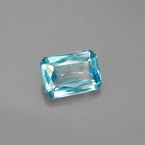 Circón azul natural de 1,45 ct, corte esmeralda, VS