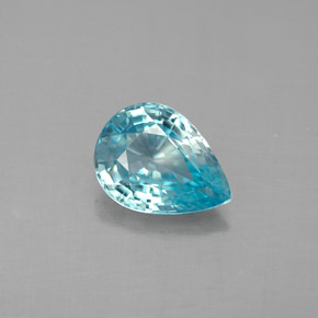Circón azul natural de 1,53 ct, en forma de pera, VVS