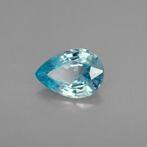Circón azul natural de 1,34 ct, en forma de pera, VVS