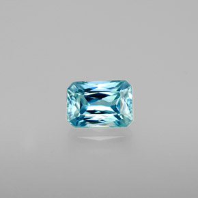 Circón azul natural de 1,44 ct, corte esmeralda, VS