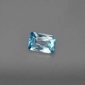 Circón azul natural de 1,35 ct, corte esmeralda, VS