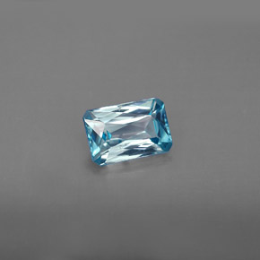 Circón azul natural de 1,35 ct, corte esmeralda, VS