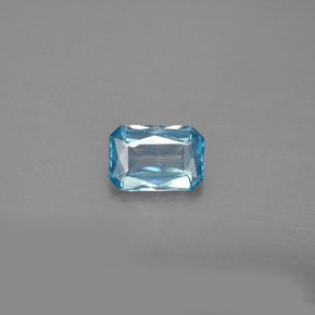 Circón azul natural de 1,12 ct, corte esmeralda, VS