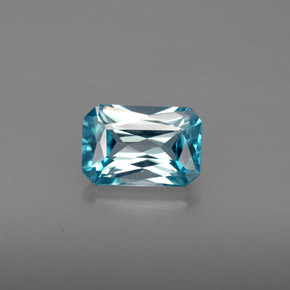 Circón azul natural de 1,35 ct, corte esmeralda, VVS-VS