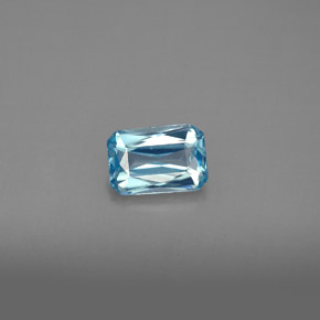 Circón azul natural de 1,20 ct, corte esmeralda, VVS