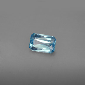 Circón azul natural de 1,20 ct, corte esmeralda, VVS