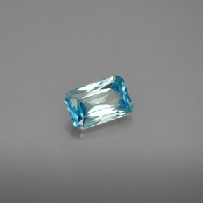 Circón azul natural de 1,31 ct, corte esmeralda, VVS-VS