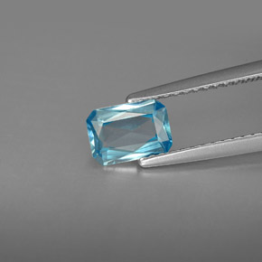 Circón azul natural de 0,93 ct, corte esmeralda, VVS