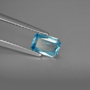 Circón azul natural de 0,93 ct, corte esmeralda, VVS
