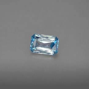Circón azul natural de 1,20 ct, corte esmeralda, VS