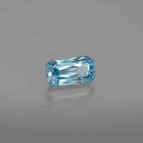 Circón azul natural de 1,27 ct, corte esmeralda, VVS-VS