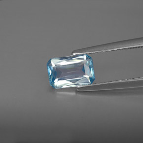 Circón azul natural de 1,22 ct, corte esmeralda, VVS-VS