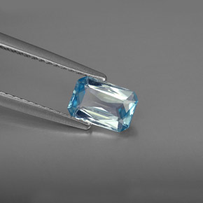 Circón azul natural de 1,22 ct, corte esmeralda, VVS-VS