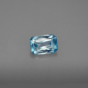 Circón azul natural de 1,27 ct, corte esmeralda, VVS-VS