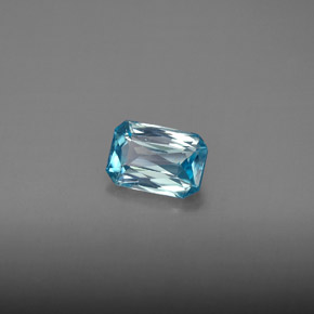 Circón azul natural de 1,27 ct, corte esmeralda, VVS-VS