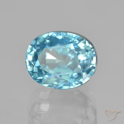 Circón Azul natural de 7.20 ct, Ovalada, VS
