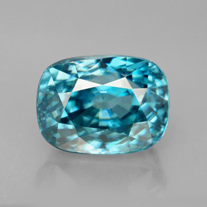 Circón azul natural de 7,57 ct, corte cojín, VVS